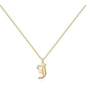 J - Gold Old English Initial Necklace​